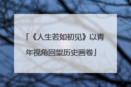 《人生若如初见》以青年视角回望历史画卷