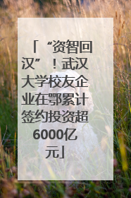 “资智回汉”！武汉大学校友企业在鄂累计签约投资超6000亿元