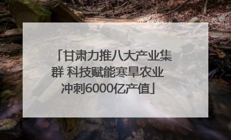 甘肃力推八大产业集群 科技赋能寒旱农业冲刺6000亿产值