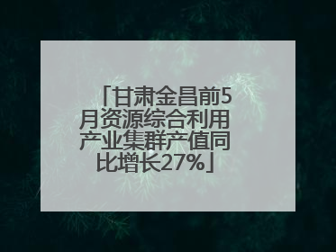 甘肃金昌前5月资源综合利用产业集群产值同比增长27%