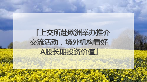 上交所赴欧洲举办推介交流活动，境外机构看好A股长期投资价值