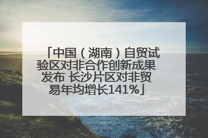 中国（湖南）自贸试验区对非合作创新成果发布 长沙片区对非贸易年均增长141%
