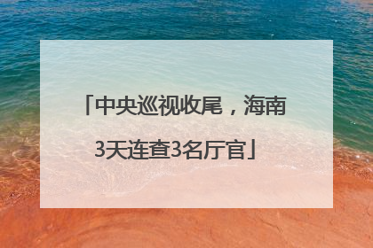 中央巡视收尾，海南3天连查3名厅官