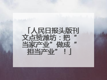 人民日报头版刊文点赞潍坊：把“当家产业”做成“担当产业”！