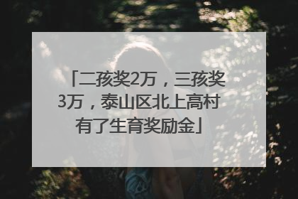 二孩奖2万，三孩奖3万，泰山区北上高村有了生育奖励金