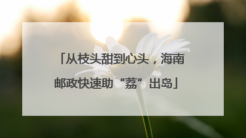 从枝头甜到心头，海南邮政快速助“荔”出岛
