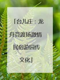 台儿庄：龙舟竞渡扬激情 民俗游园传文化