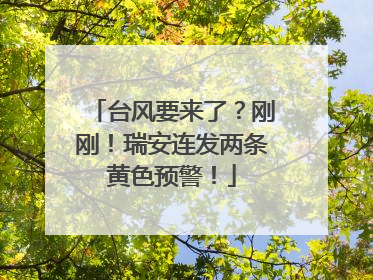 台风要来了？刚刚！瑞安连发两条黄色预警！