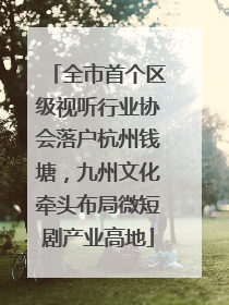 全市首个区级视听行业协会落户杭州钱塘，九州文化牵头布局微短剧产业高地