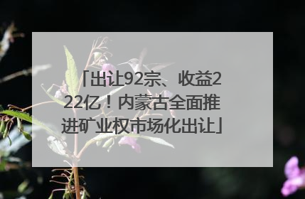 出让92宗、收益222亿！内蒙古全面推进矿业权市场化出让