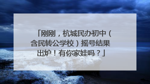 刚刚，杭城民办初中（含民转公学校）摇号结果出炉！有你家娃吗？