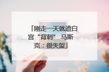 刚走一天就遭白宫“背刺” 马斯克：很失望