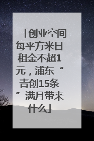 创业空间每平方米日租金不超1元，浦东“青创15条”满月带来什么