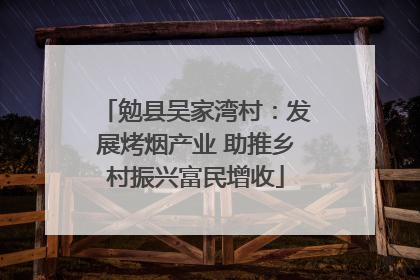 勉县吴家湾村：发展烤烟产业 助推乡村振兴富民增收
