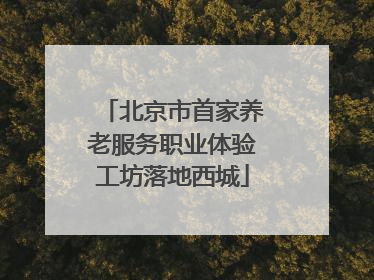 北京市首家养老服务职业体验工坊落地西城