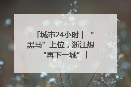 城市24小时｜“黑马”上位，浙江想“再下一城”