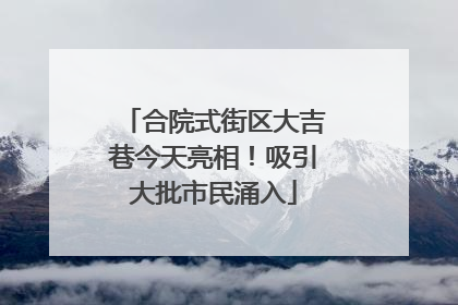 合院式街区大吉巷今天亮相！吸引大批市民涌入