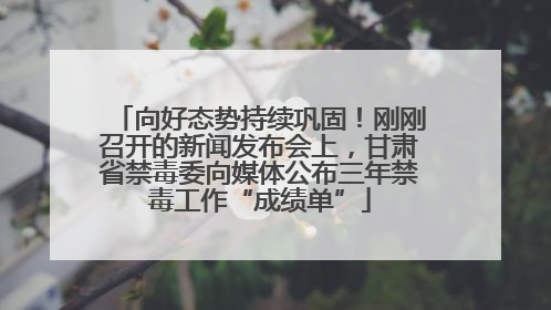 向好态势持续巩固！刚刚召开的新闻发布会上，甘肃省禁毒委向媒体公布三年禁毒工作“成绩单”