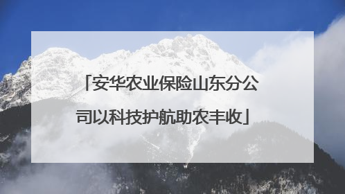 安华农业保险山东分公司以科技护航助农丰收