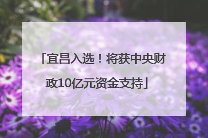 宜昌入选！将获中央财政10亿元资金支持