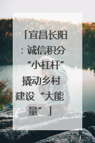 宜昌长阳：诚信积分“小杠杆” 撬动乡村建设“大能量”