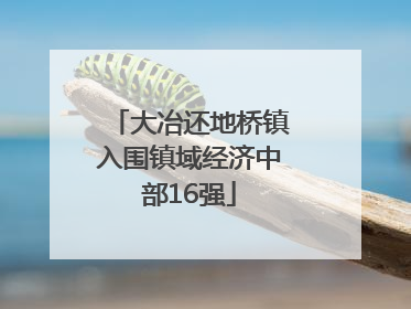 大冶还地桥镇入围镇域经济中部16强