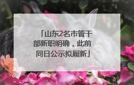 山东2名市管干部新职明确，此前同日公示拟履新