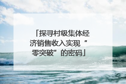 探寻村级集体经济销售收入实现“零突破”的密码