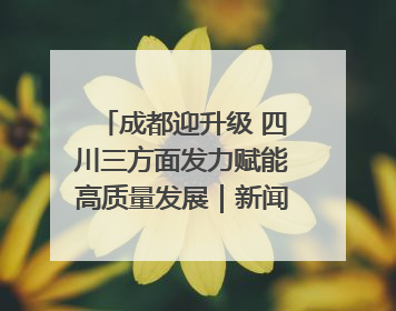 成都迎升级 四川三方面发力赋能高质量发展｜新闻发布最前线