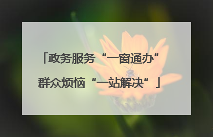 政务服务“一窗通办” 群众烦恼“一站解决”