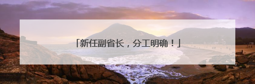 新任副省长，分工明确！