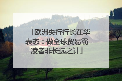 欧洲央行行长在华表态：做全球贸易霸凌者非长远之计