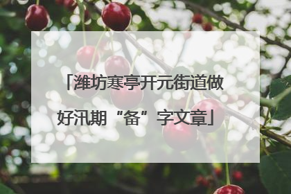 潍坊寒亭开元街道做好汛期“备”字文章