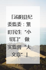 汤阴县纪委监委：紧盯民生“小切口” 做实监督“大文章”