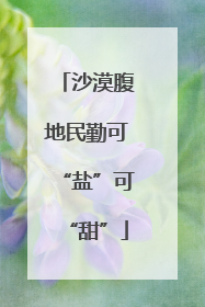 沙漠腹地民勤可“盐”可“甜”