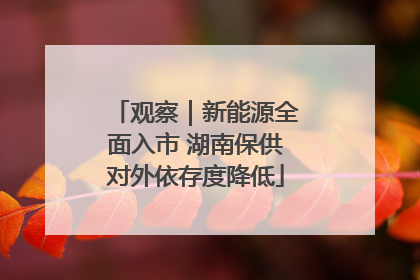 观察｜新能源全面入市 湖南保供对外依存度降低