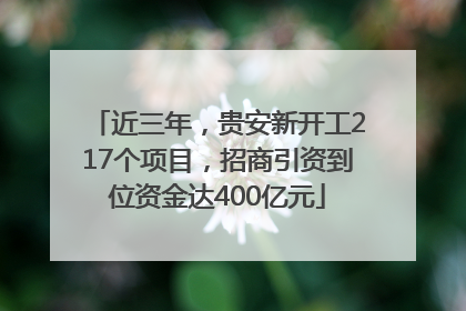 近三年，贵安新开工217个项目，招商引资到位资金达400亿元
