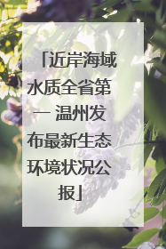 近岸海域水质全省第一 温州发布最新生态环境状况公报