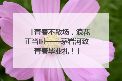 青春不散场，浪花正当时——茅岩河致青春毕业礼！