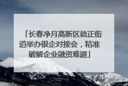 长春净月高新区德正街道举办银企对接会，精准破解企业融资难题